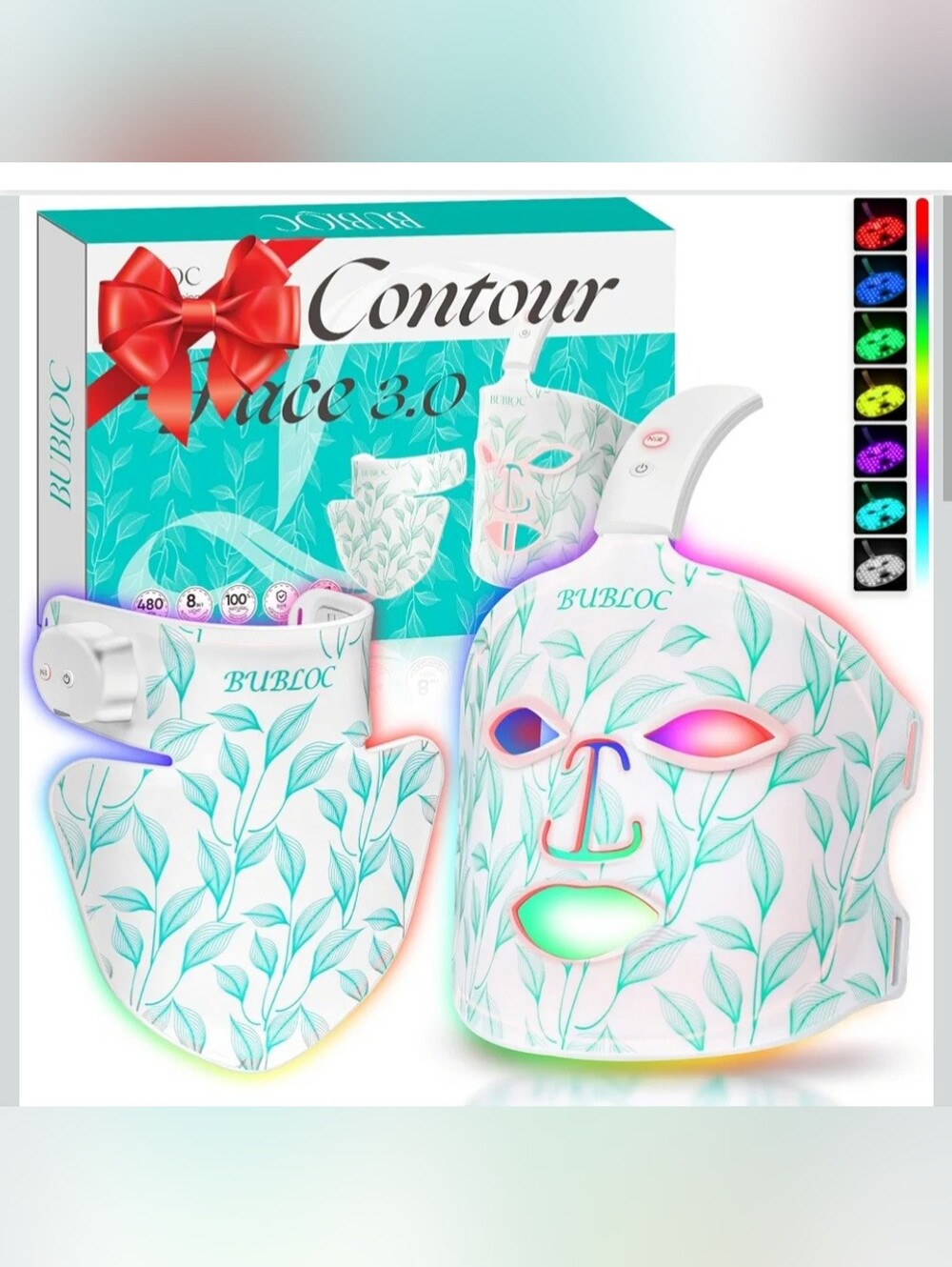Red Light Therapy Mask Kit, 7+1 Color Near-infrared 850 Light Neck & Decollete